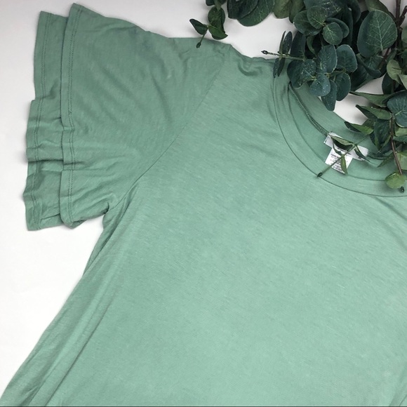 Amelia James Ruffle Sleeve Tee Sage Green - Picture 1 of 5